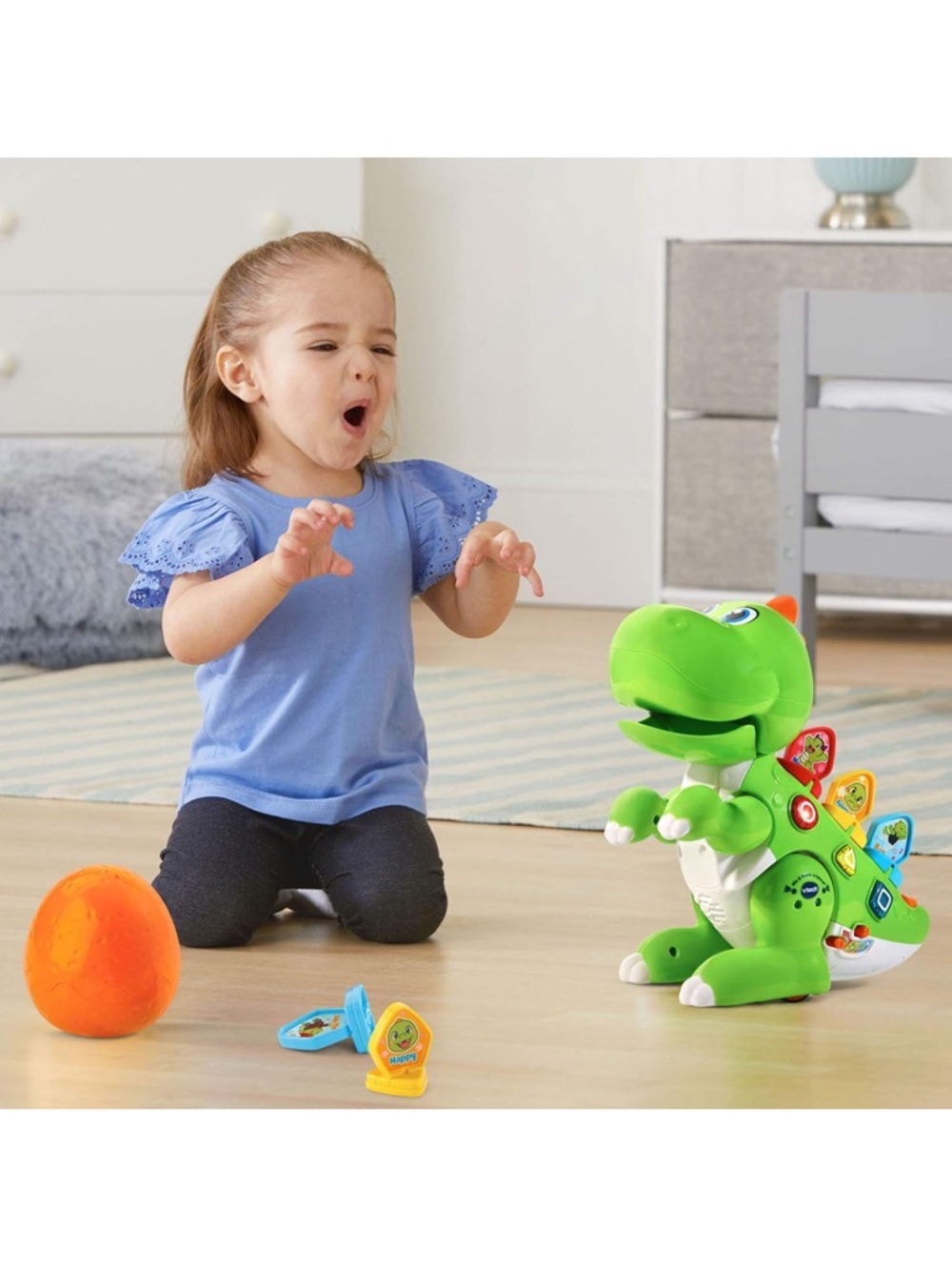 VTech Green Dino Learning Toy with Interactive Emotion Tokens - Picture 6 of 10
